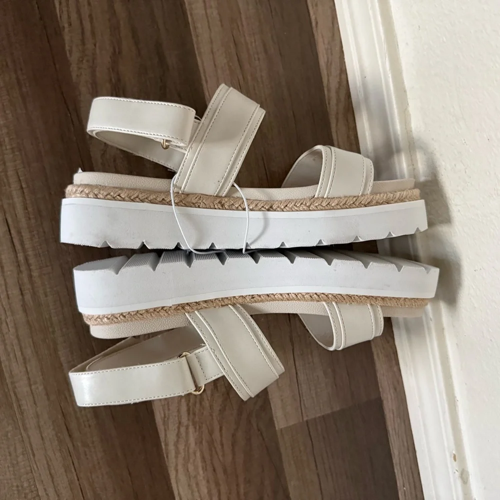 Madden Girl Kids Cream Sandals with Gold Buckles